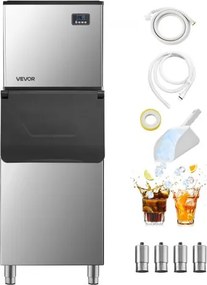 VEVOR Commercial Ice Maker 400LBS/24H with 300LBS Storage Bin Auto Self-Cleaning