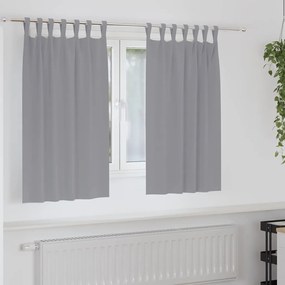 vidaXL Κουρτίνες με κουρτίνες 2 pcs Ανοιχτό γκρι Πολυεστέρας