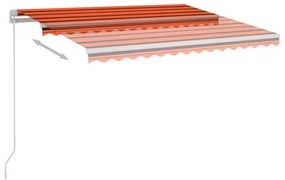 vidaXL Τέντα Αυτόματη με LED&Αισθητ. Ανέμου Πορτοκαλί/Καφέ 3,5x2,5 μ.
