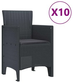 vidaXL Σετ Τραπεζαρίας Κήπου με Μαξιλάρια με μαξιλάρι 11 pcs Ανθρακί