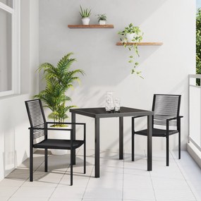 vidaXL Σετ 3 Τεμαχίων Καθίσματος Κήπου  Μαύρο PVC Ράφαν