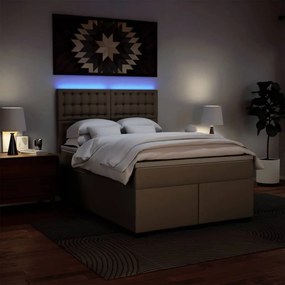 vidaXL Κρεβάτι Boxspring με Στρώμα Καπουτσίνο 140x190εκ.από Συνθ.Δέρμα