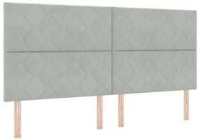 vidaXL LED Κεφαλάρι με Σχεδίαση Διαμαντιών σε Φωτεινό Γκρι, 200 εκ, Βελούδινο