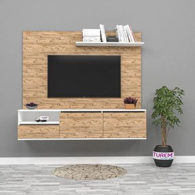 Stewehome Έπιπλο τηλεόρασης με ράφι από mdf Λευκό 70x24x10 cm
