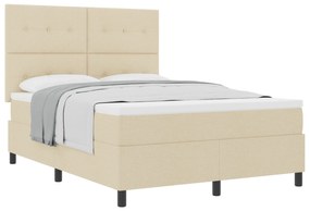 vidaXL Κρεβάτι με ελατήρια και στρώμα κρεμ 140x200 εκ. Ύφασμα