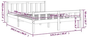 ΠΛΑΙΣΙΟ ΚΡΕΒΑΤΙΟΥ ΓΚΡΙ 120 X 200 ΕΚ. ΑΠΟ ΜΑΣΙΦ ΞΥΛΟ 810676