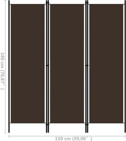 vidaXL Διαχωριστικό Δωματίου με 3 Πάνελ Καφέ 150 x 180 εκ.