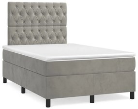 VidaXL Κρεβάτι Boxspring με Στρώμα & LED Αν.Γκρι 120x190εκ. Βελούδινο