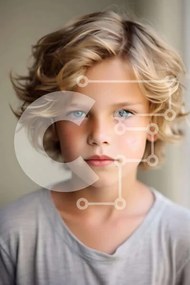 Intra Συλλεκτικό Ξύλινο Παζλ Plywood 4mm - Νεαρό αγόρι με ξανθά μαλλιά και μπλε μάτια Σε Ξύλινο Κουτί - Διαστάσεις Puzzle: 10x10 cm – 25 κομμάτια