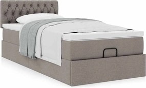 vidaXL Οθωμανικό κρεβάτι με στρώμα Taupe 90x200cm ύφασμα