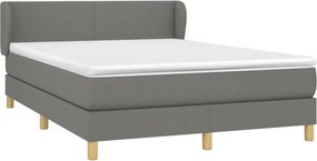 vidaXL Κρεβάτι Boxspring με Στρώμα Σκούρο Γκρι 140x200 εκ Υφασμάτινο