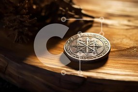 Intra Συλλεκτικό Ξύλινο Παζλ Plywood  4mm - Αρχαίο ασημένιο νόμισμα σε παλιό ξύλινο τραπέζι Σε Ξύλινο Κουτί - Διαστάσεις: 10x10 cm – 25 κομμάτια