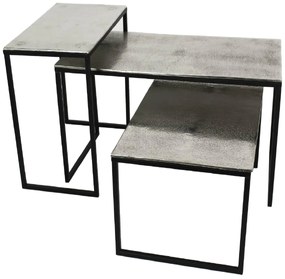 Τραπεζάκι ArteLibre Ασημί Αλουμίνιο 77x38x42cm Σετ 3Τμχ-05151908