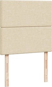 vidaXL Κρεβάτι Boxspring με Στρώμα Κρεμ 90x200 εκ.Υφασμάτινο