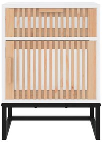 vidaXL Κομοδίνο Λευκό 40x30x55,5 εκ. από Επεξεργασμένο Ξύλο &amp; Σίδερο