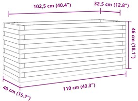 Ζαρντινιέρα Κήπου Λευκή 110x40x46 εκ. από Μασίφ Ξύλο Πεύκου - Λευκό