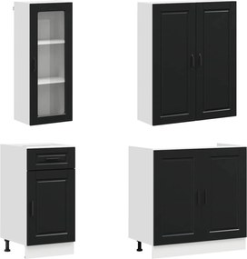 vidaXL Μονάδα κουζίνας PORTO 8 pcs Μαύρο Επεξεργασμένο Ξύλο