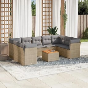 vidaXL Patio Sofa Set 9-θέσια Μικτό μπεζ και γκρι
