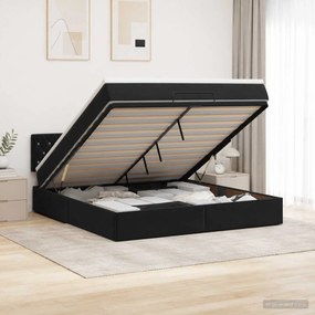 vidaXL Κρεβάτι Ottoman με στρώμα Μαύρο 180 x 200 cm Βελούδο