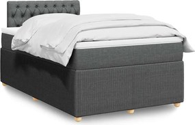 vidaXL Κρεβάτι Boxspring με Στρώμα Σκούρο Γκρι 120x190 εκ Υφασμάτινο