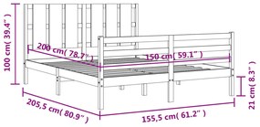 ΠΛΑΙΣΙΟ ΚΡΕΒΑΤΙΟΥ ΜΕ ΚΕΦΑΛΑΡΙ ΑΠΟ ΜΑΣΙΦ ΞΥΛΟ KING SIZE 3194121