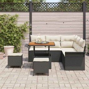 vidaXL Σετ Καναπέ Κήπου Ρυθμιζόμενο ύψος 8 pcs Μαύρο συνθετικό ρατάν