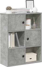 vidaXL Βιβλιοθήκη Γκρι Σκυροδέματος 60x24x76,5 εκ. Επεξεργ. Ξύλο