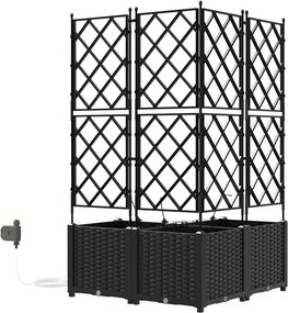 vidaXL Γλάστρα Κήπου 3 τμχ. Μαύρο 80 x 80 x 142 cm PP