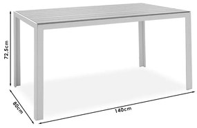 Τραπέζι Nares pakoworld αλουμίνιο λευκό-polywood φυσικό 140x80x72.5εκ