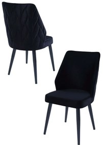 Καρέκλα Pufi (Σετ 4Τμχ) 107BCK1192 48x43x90cm Black Μέταλλο,Ύφασμα