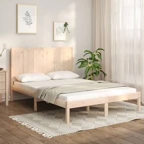 vidaXL Σκελετός Κρεβατιού Χωρίς Στρώμα 135x190 εκ Μασίφ Ξύλο Πεύκου