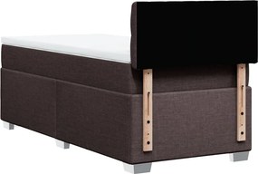 vidaXL Κρεβάτι Boxspring με Στρώμα Σκούρο Καφέ 90x200 εκ. Υφασμάτινο
