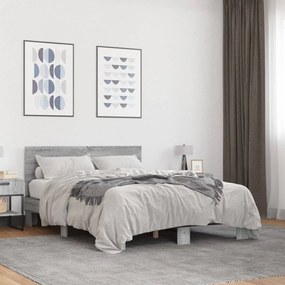 vidaXL Πλαίσιο Κρεβατιού Γκρι Sonoma 120x200 εκ. Επεξ. Ξύλο &amp; Μέταλλο