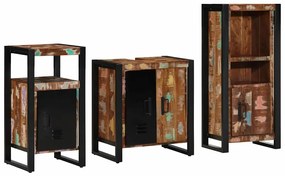 vidaXL Σετ Επίπλων Μπάνιου 3 pcs Πολύχρωμο Στερεό ανακτημένο ξύλο
