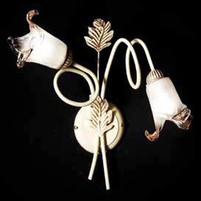 Φωτιστικό Τοίχου 2490/2L-Avorio AP Ivory Ondaluce Metal, Glass