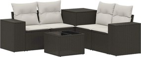 vidaXL Σετ Καναπέ 6 τμχ. Μαύρο και Κρεμ Λευκό 55 x 55 x 37 εκ