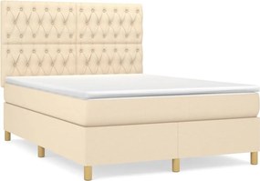 vidaXL Κρεβάτι Boxspring με Στρώμα Κρεμ 140x190 εκ. Υφασμάτινο