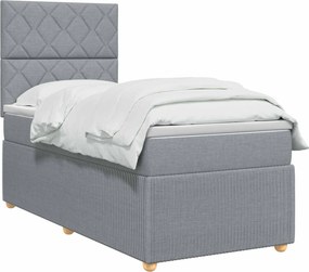 vidaXL Κρεβάτι box spring με στρώμα Ανοιχτό γκρι 100 x 200 cm Ύφασμα