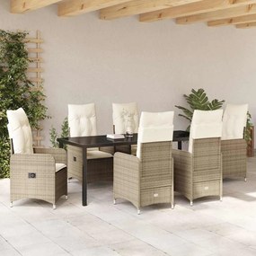 vidaXL Σέτ φαγητού για κήπο 7 pcs Μπεζ συνθετικό ρατάν