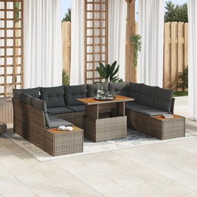 vidaXL Σετ 6 Τεμαχίων Καναπέ Κήπου με Μαξιλάρια Γκρι Πολυ Ρατάν
