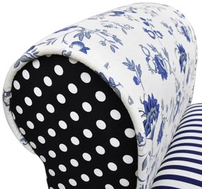 vidaXL Παγκάκι Patchwork Μπλε &amp; Λευκό