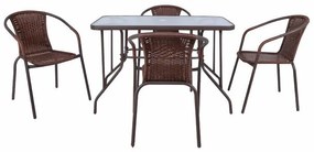 Σετ Τραπέζι και καρέκλες Mesa 115, Επεξεργασμένο γυαλί, Μέταλλο, Πλαστικό ψάθινο | Epipla1.gr