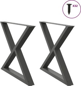 vidaXL Πόδια Τραπεζαρίας 2 τεμ. Ανθρακί 90x(72-73,3) εκ. Ατσάλι