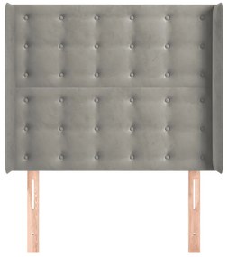 vidaXL Κεφαλάρι με Πτερύγια Ανοιχτό Γκρι 83x16x118/128 εκ. Βελούδινο