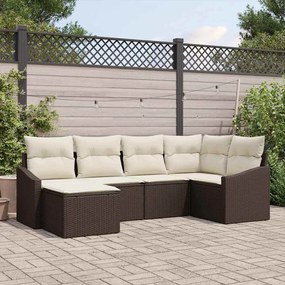 vidaXL Σέτ φαγητού για κήπο με μαξιλάρι 6 pcs Καφέ, Κρέμα
