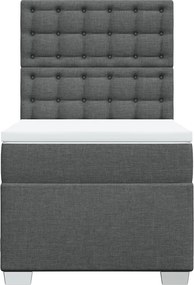 vidaXL Κρεβάτι Boxspring με Στρώμα Σκούρο Γκρι 100x200 εκ. Υφασμάτινο