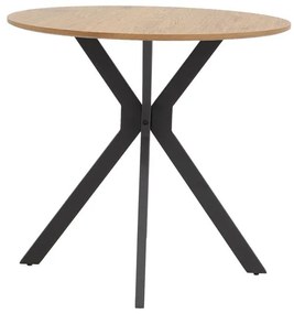 Τραπέζι Xuson φυσικό mdf-πόδι μαύρο μέταλλο Φ120x75εκ 120x120x75 εκ.