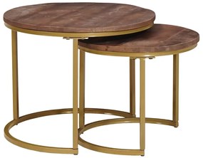 Τραπεζάκια Καφέ Στερεών 2 pcs Μασίφ ξύλο μάνγκο και χάλυβας