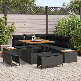 vidaXL Σετ Καναπέ Κήπου 8 pcs Μαύρο συνθετικό ρατάν