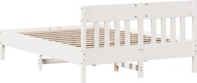 vidaXL Σκελετός Κρεβ. Χωρίς Στρώμα Λευκό 135x190 εκ Μασίφ Πεύκο